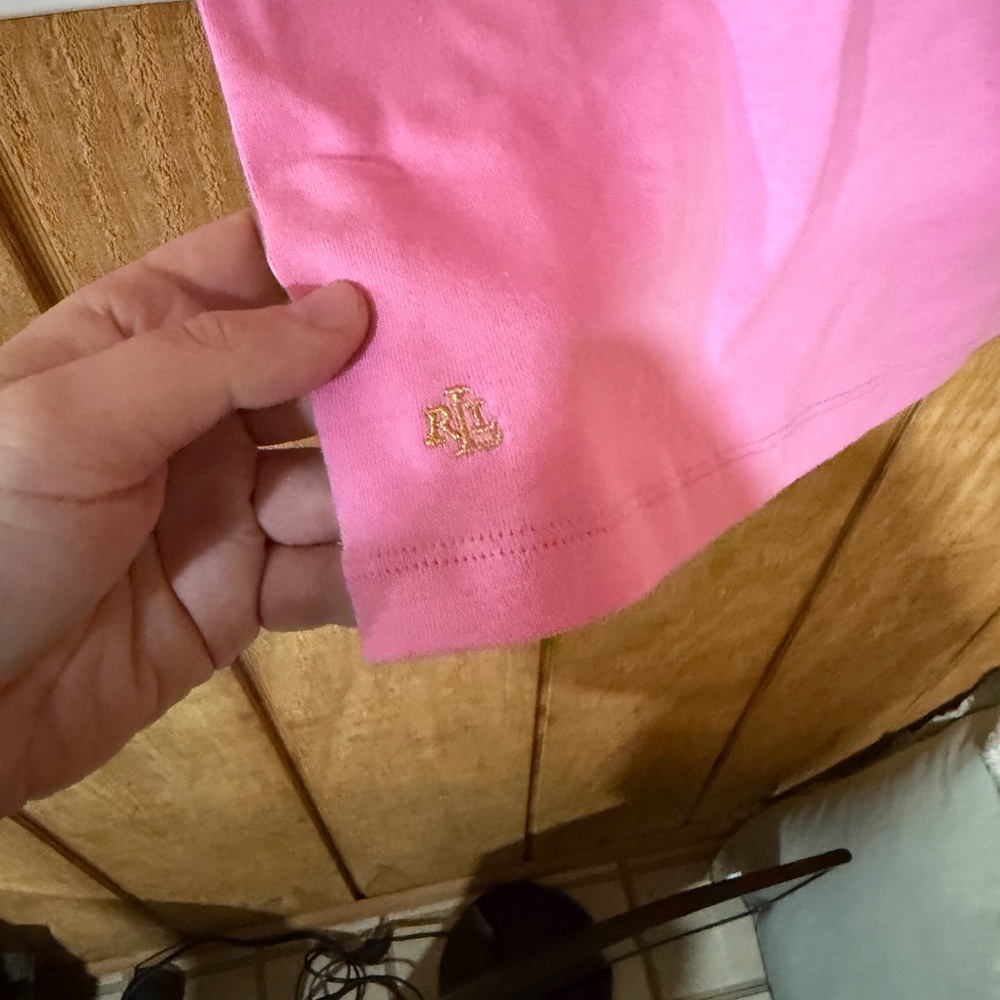 Ralph Lauren Light Pink Lace-Up Short Sleeve Tee - Picture 3 of 6